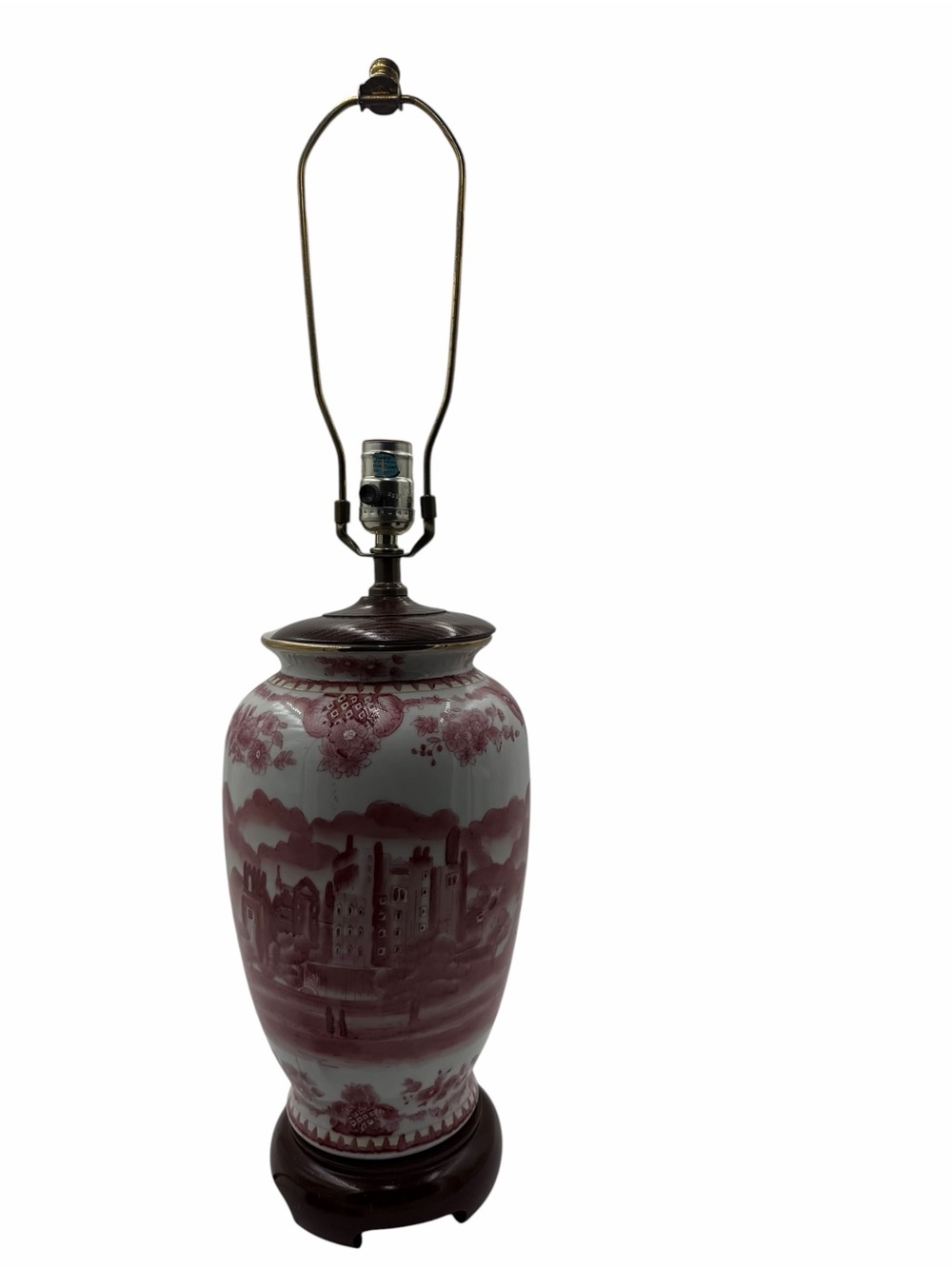 Chinese Porcelain Vase Converted Table Lamp .